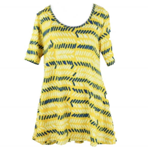 LuLaRoe Tops - 🔴LAST CALL🔴 LuLaRoe Yellow Blue Print Perfect T LuLaRoe Tops - 🔴LAST CALL🔴 LuLaRoe Yellow Blue Print Perfect T